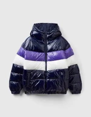 oversized fit color block padded jacket