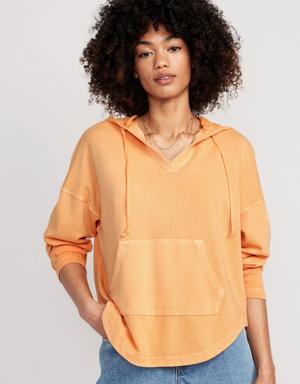 Slouchy French-Terry Tunic Hoodie for Women orange