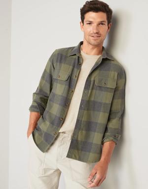 Regular-Fit Plaid Flannel Shirt for Men green