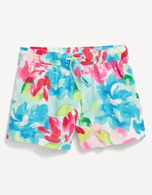 Printed Linen-Blend Drawstring Shorts for Girls multi