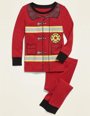 Unisex Firefighter Costume Pajama Set for Toddler & Baby yellow