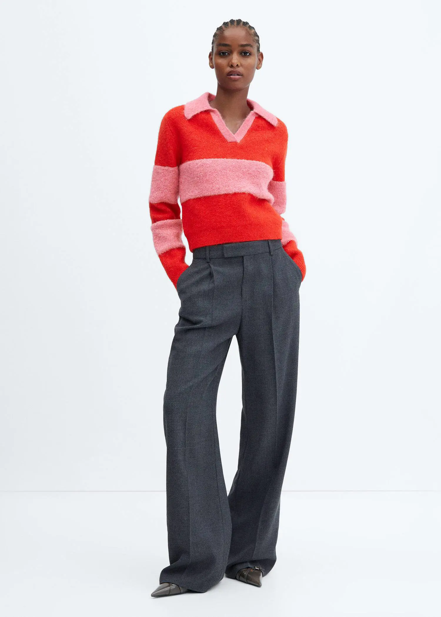 Mango Polo-neck sweater with contrast panel. 2
