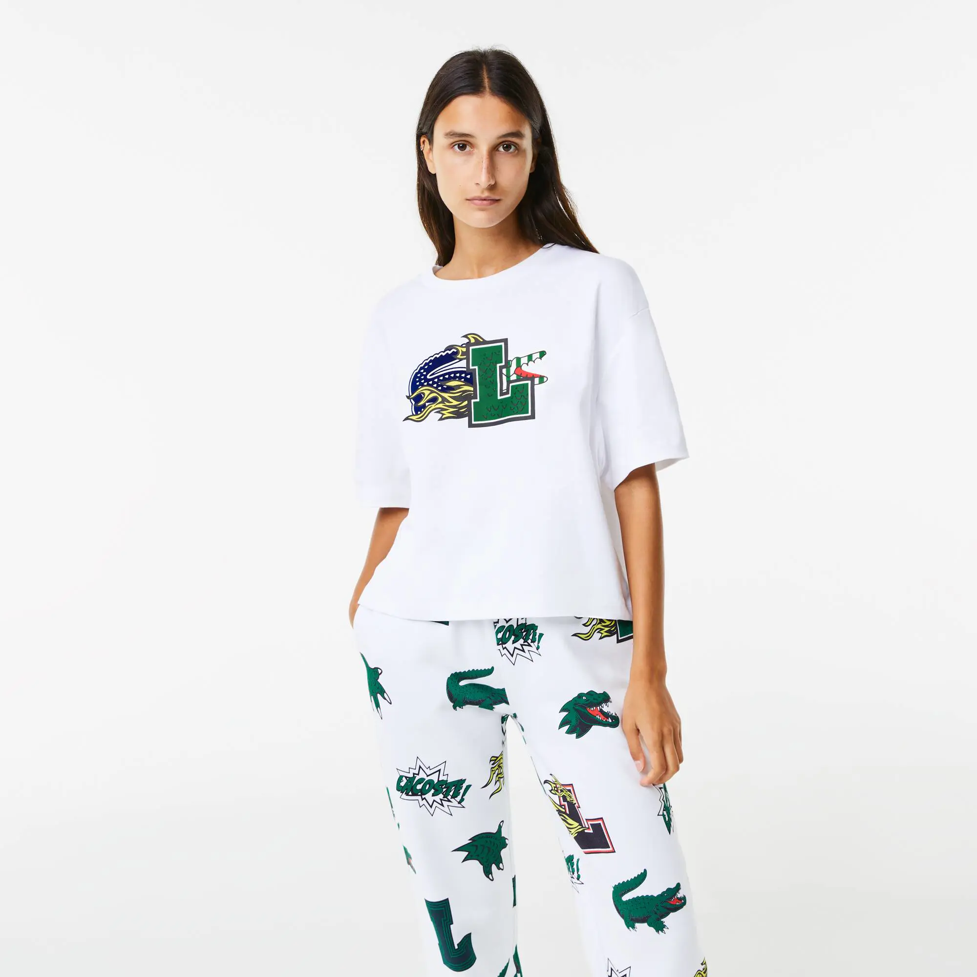 Lacoste Women's Lacoste Holiday Oversized Fit Organic Cotton T-Shirt. 1