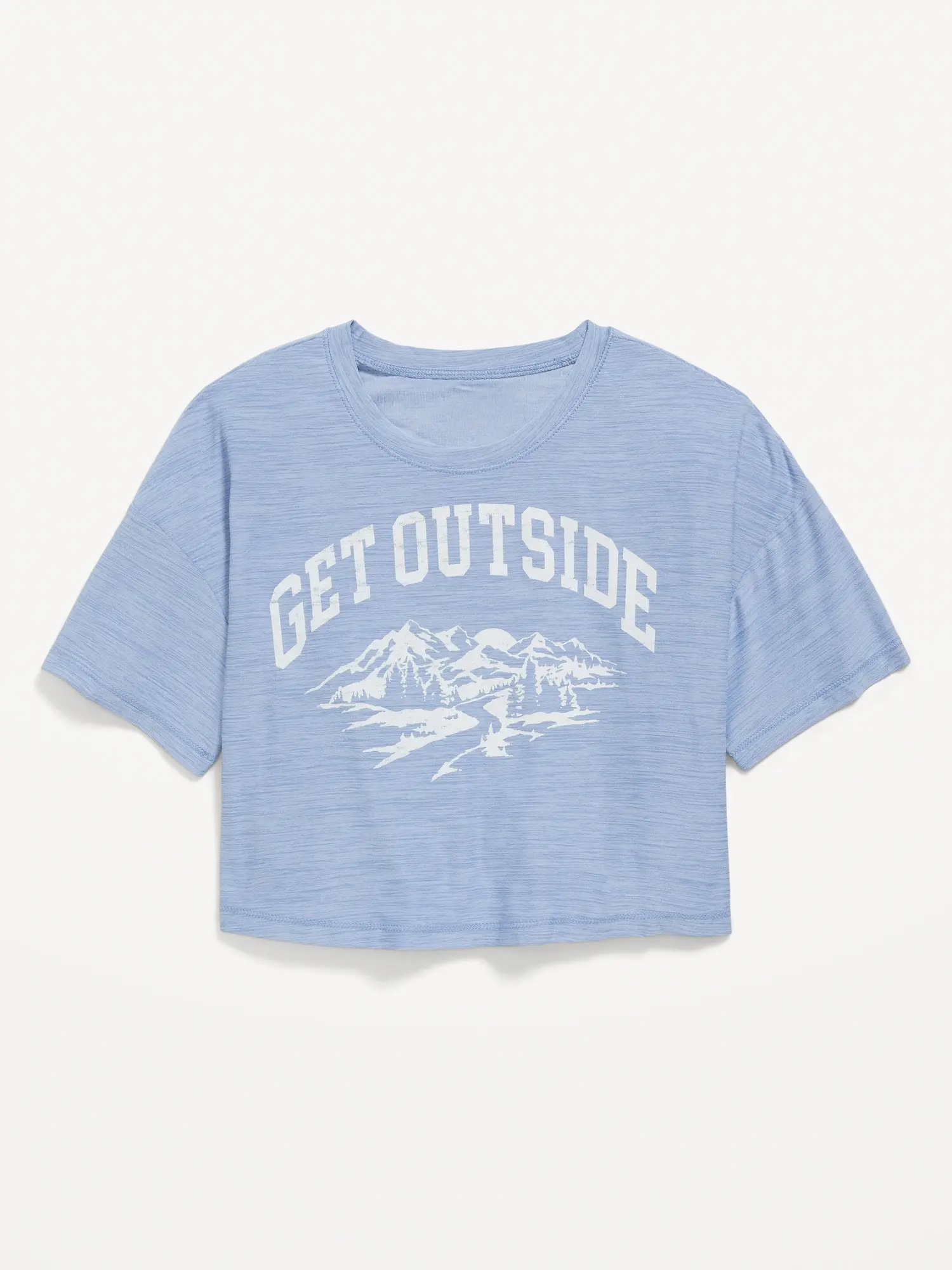 Old Navy Breathe ON Short-Sleeve Cropped Slub-Knit Performance T-Shirt for Girls multi. 1