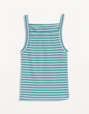 Gender-Neutral Rib-Knit Striped Tank Top for Adults multi