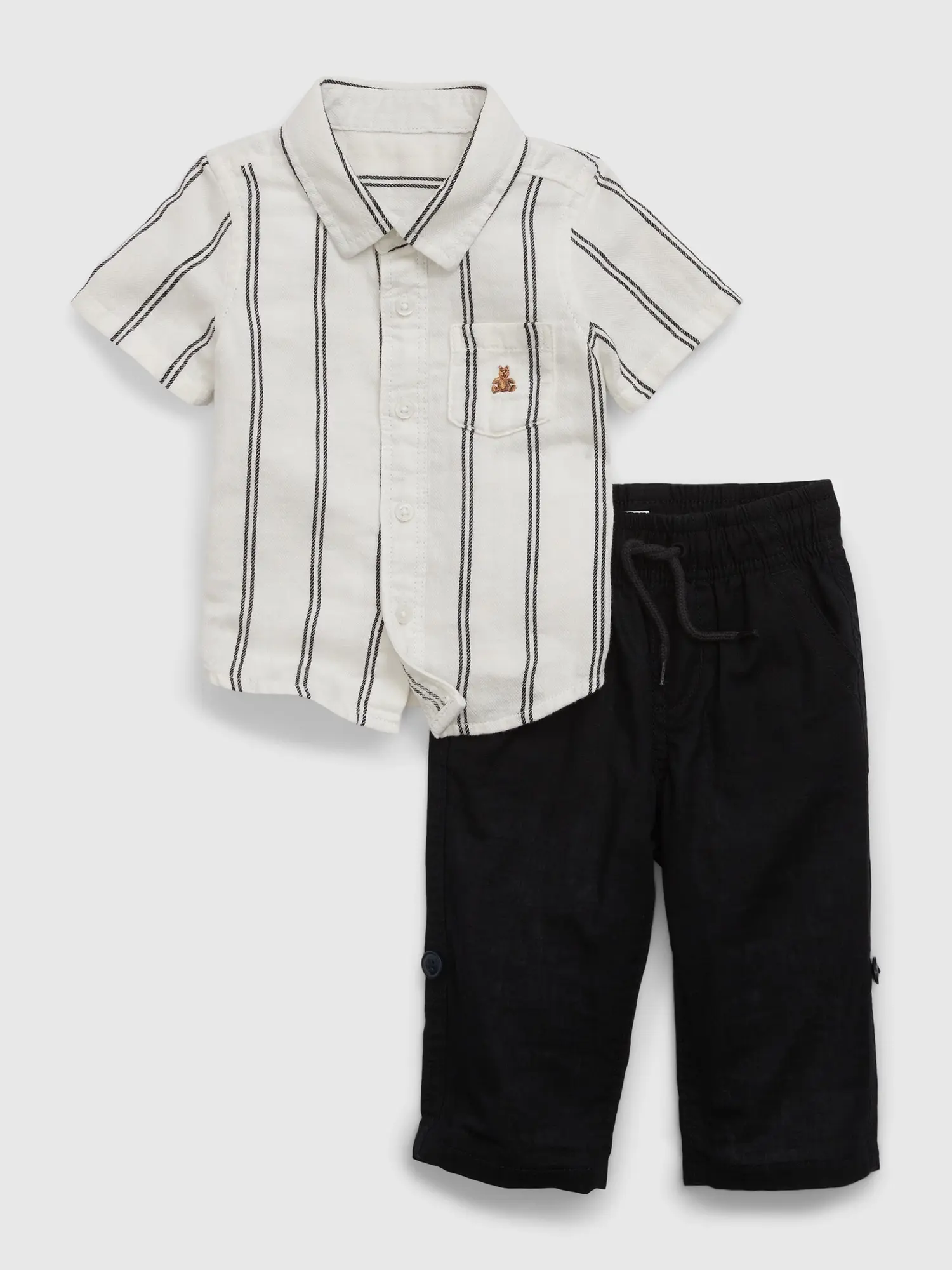 Gap Baby Linen-Cotton Outfit Set black. 1