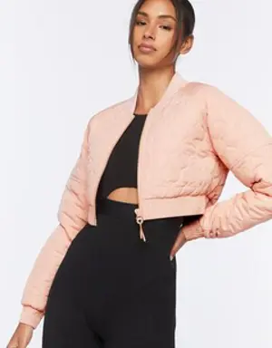 Forever 21 Active Quilted Bomber Jacket Blush