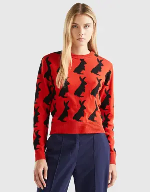 sweater with bunny pattern