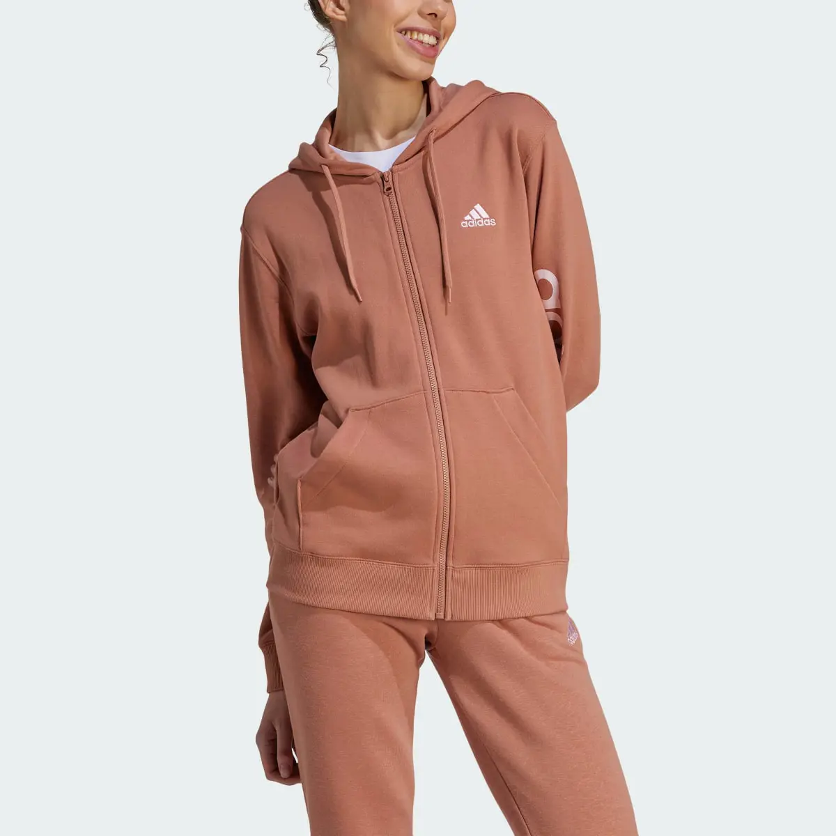 Adidas Veste à capuche entièrement zippée en molleton Essentials Linear (Grandes tailles). 1