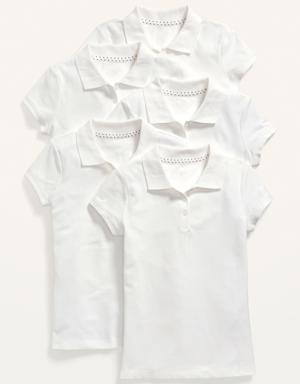School Uniform Polo Shirt 5-Pack for Girls white