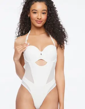 Forever 21 Herve Leger Halter One Piece Swimsuit White