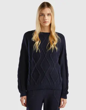 sweater with cables and diamonds