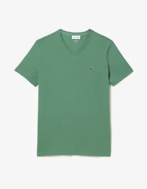 Herren-Shirt aus Pima-Baumwolljersey mit V-Ausschnitt