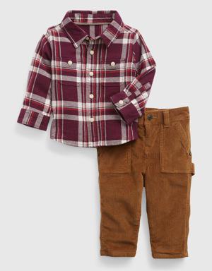 Baby Corduroy Two-Piece Outfit Set red