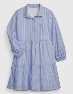 Kids Tiered Shirtdress blue