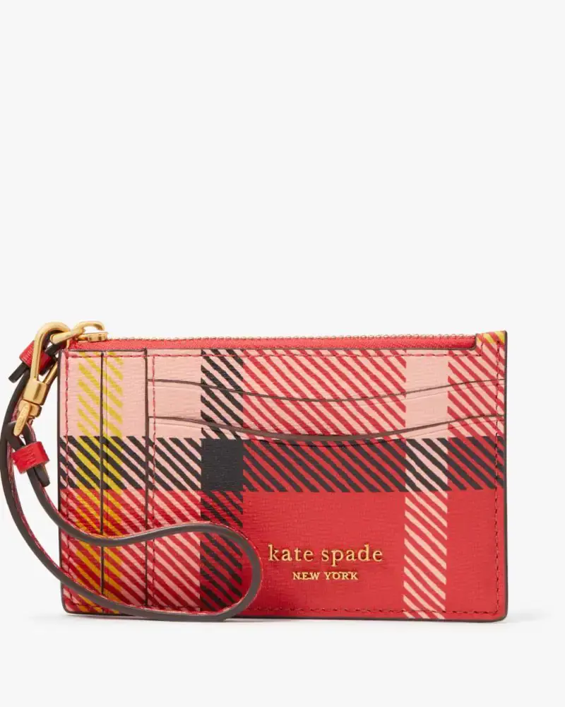 Kate Spade Morgan Museum Plaid Card Case Wristlet. 1