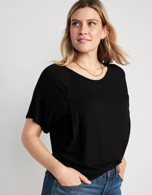 Old Navy Maternity Luxe Ribbed Slub-Knit Nursing T-Shirt black