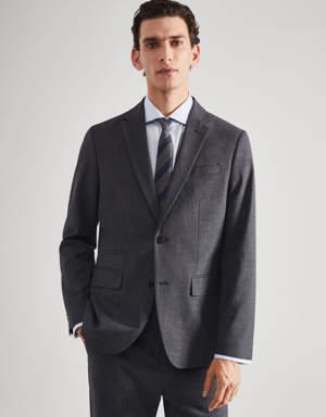 Slim fit wool suit blazer