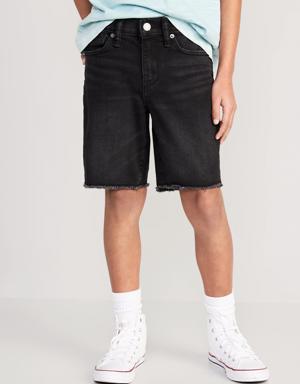 Slim 360° Stretch Ripped Cut-Off Jean Shorts for Boys (At Knee) black