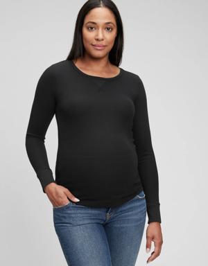 Gap Maternity Waffle Crewneck T-Shirt black