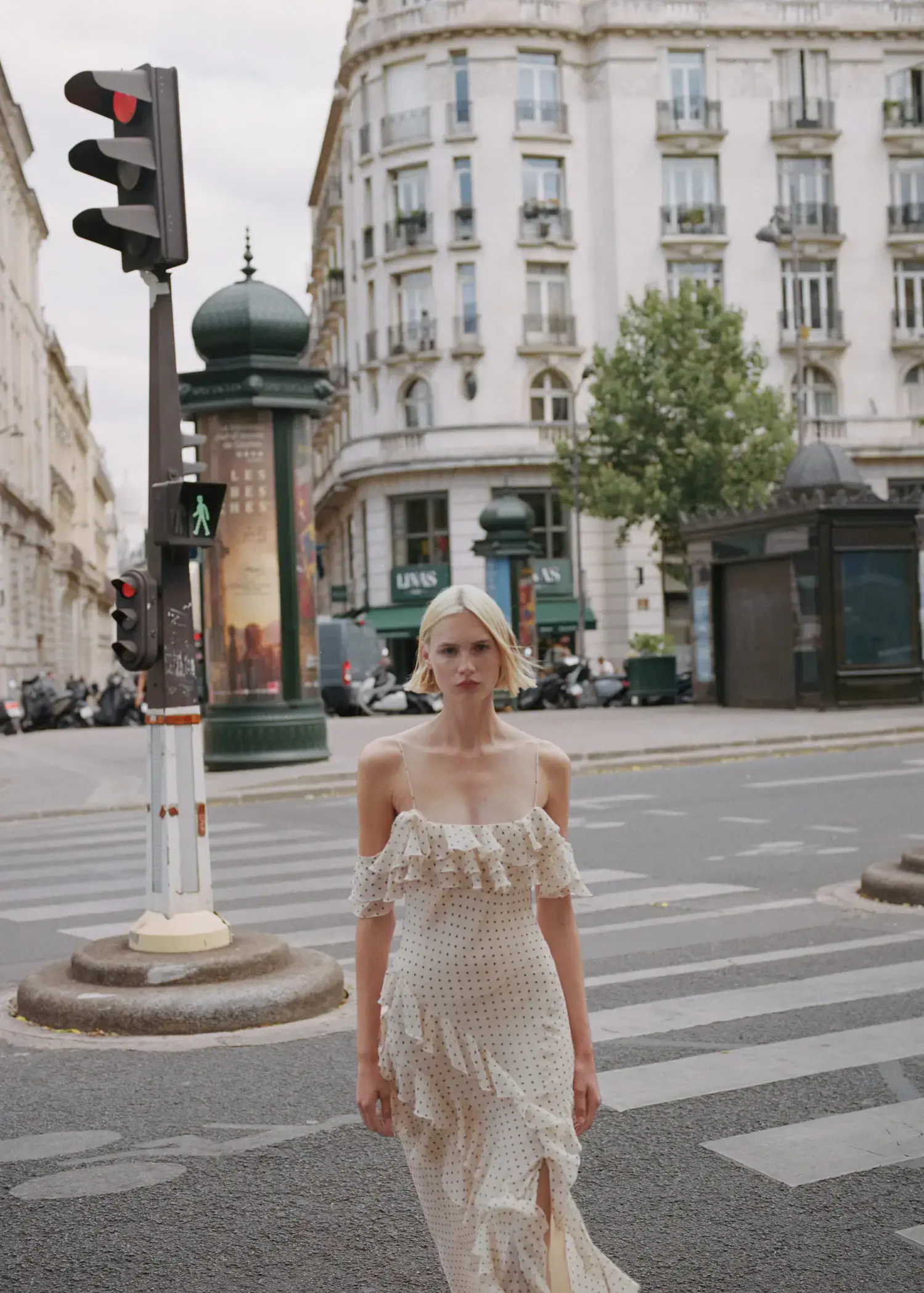 Mango Polka-dot ruffled dress. 1