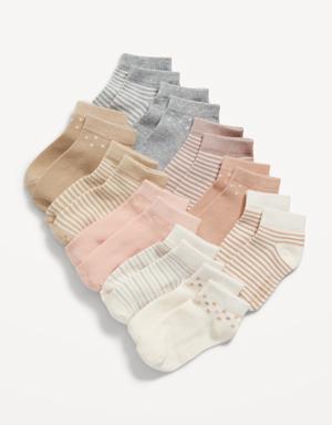 Unisex 10-Pack Ankle Socks for Toddler & Baby beige