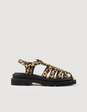 Olyssa leopard-effect leather sandals