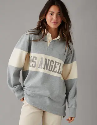 American Eagle Oversized Los Angeles Polo Fleece Sweatshirt. 2