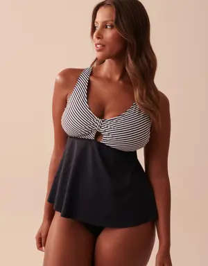 RETRO STRIPED D Cup Loop Front Tankini Top