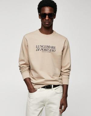 Cotton sweatshirt with printed message