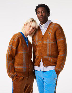 Unisex Tartan Pattern Wool Cardigan
