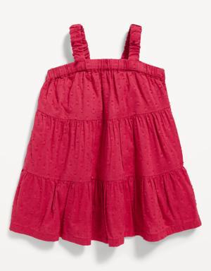 Sleeveless Tiered Clip-Dot Swing Dress for Baby red