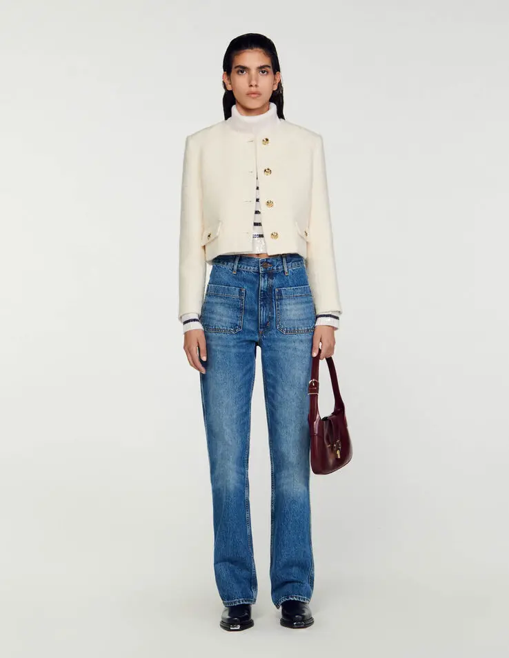 Sandro Cropped bouclé wool jacket. 1