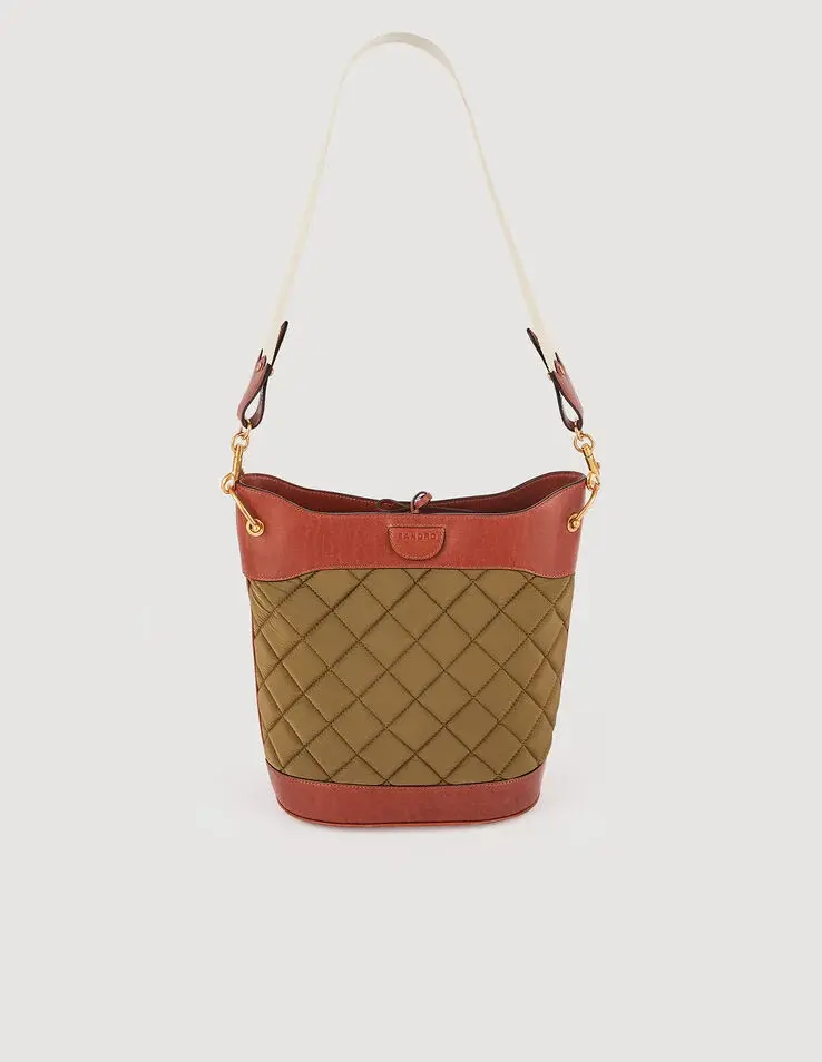 Sandro Leather and quilted fabric bucket bag. 1