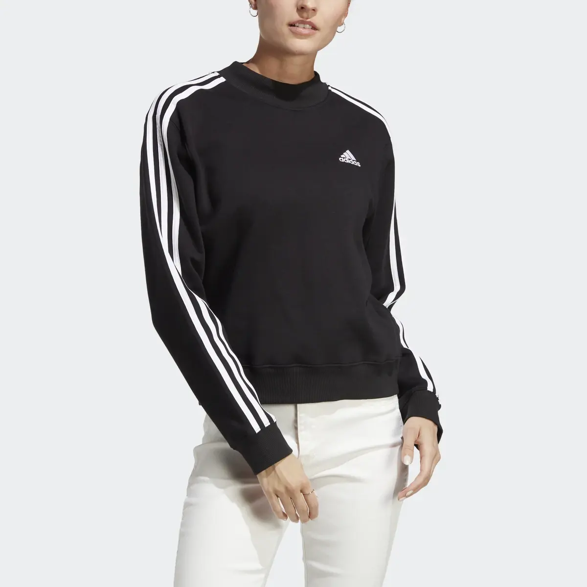 Adidas Essentials 3-Stripes Half Neck Fleece Sweatshirt. 1