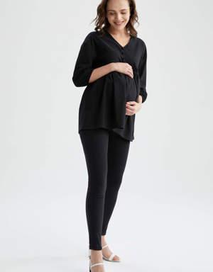 Defacto Regular Fit Düğmeli V Yaka Volanlı Hamile Tunik Bluz. 2 Defacto Regular Fit Düğmeli V Yaka Volanlı Hamile Tunik Bluz. 2