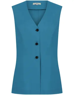 Buttoned Sleeveless Turquoise Vest - 4 / Turquoise