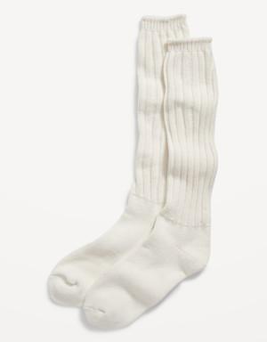 Old Navy Slouchy Rib-Knit Boot Socks for Women white