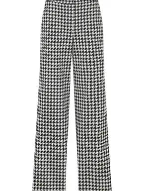 Crow's Foot Patterned Wide Leg Trousers - 2 / BLACK-WHITE