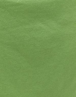 Yeşil Pamuklu Crop Tişört