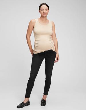 Maternity Inset Panel Favorite Jeggings with Washwell black