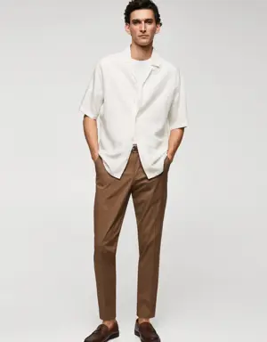 Slim-fit cotton trousers