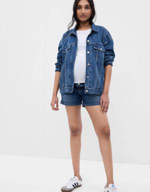 4" Maternity Full Panel Denim Shorts blue