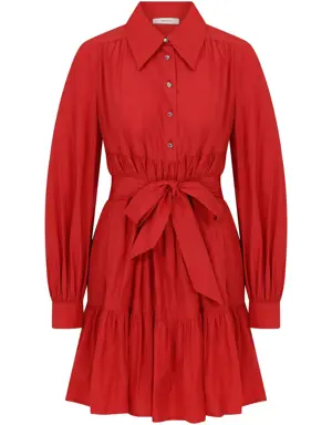 Sash Detailed Red Mini Dress - 2 / RED