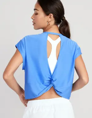 Cloud 94 Soft Cutout-Back Cropped T-Shirt for Women blue