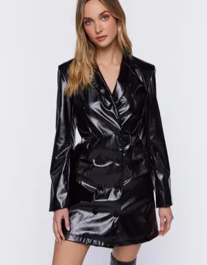 Forever 21 Faux Leather Blazer Mini Dress Black