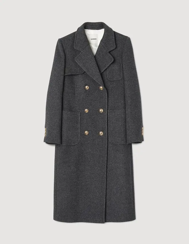 Sandro Long officer coat Login to add to Wish list. 2