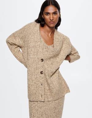 Marbled ribbed knitted cardigan