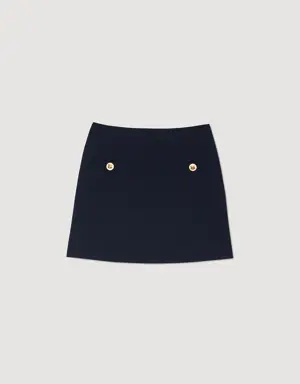 Short wool twill skirt