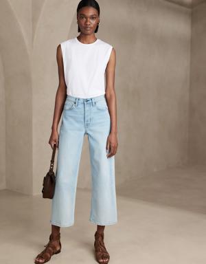 Ultra High-Rise Wide-Leg Crop Jean blue